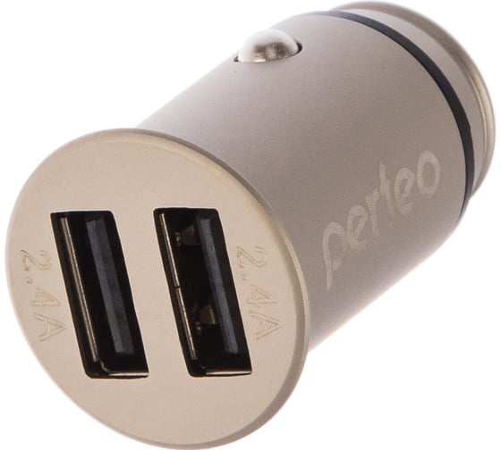 Автомобильное зарядное устройство PERFEO, с двумя разъемами USB 2 x 2.4А серебро AUTO 2, 30012269