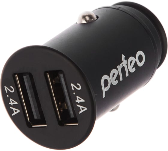 Автомобильное зарядное устройство PERFEO, с двумя разъемами USB 2 x 2.4А черный AUTO, 230012270