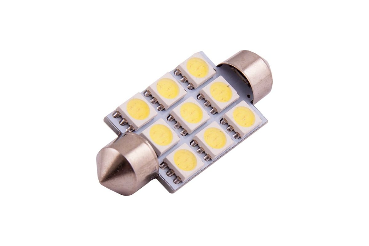 Автолампа диод SKYWAY T11*C5W* 12V 9 SMD диодов1-контактная Белая Салон,  номер S08201188 - выгодная цена, отзывы, характеристики, фото - купить в  Москве и РФ