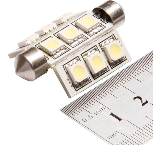 Автолампа диод SKYWAY T11*C5W* 12V 9 SMD диодов1-контактная Белая Салон, номер S08201188