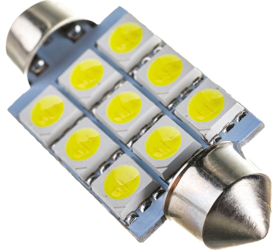 Автолампа диод SKYWAY T11*C5W* 12V 9 SMD диодов1-контактная Белая Салон, номер S08201188