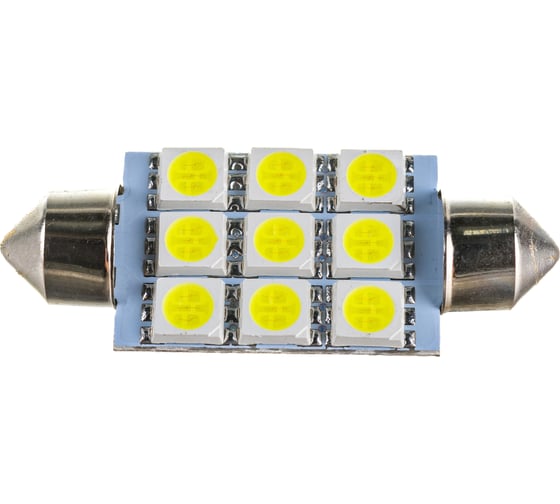 Автолампа диод SKYWAY T11*C5W* 12V 9 SMD диодов1-контактная Белая Салон, номер S08201188
