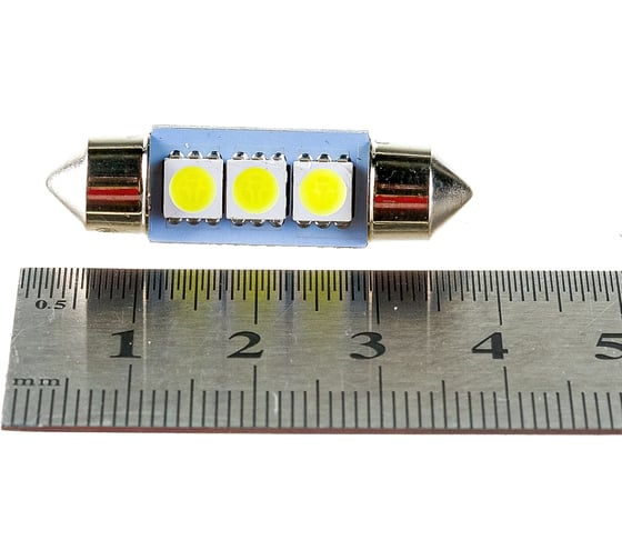 Автолампа диод SKYWAY T11*C5W* 12V 3 SMD Блистер с цоколем 1-конт Белая Cалон,номер S08201351