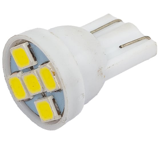 Автолампа диод SKYWAY T10*W5W* 12V 5 SMD Блистер без цоколя 1-конт Белая компл. 2 шт. Габариты, S08201341