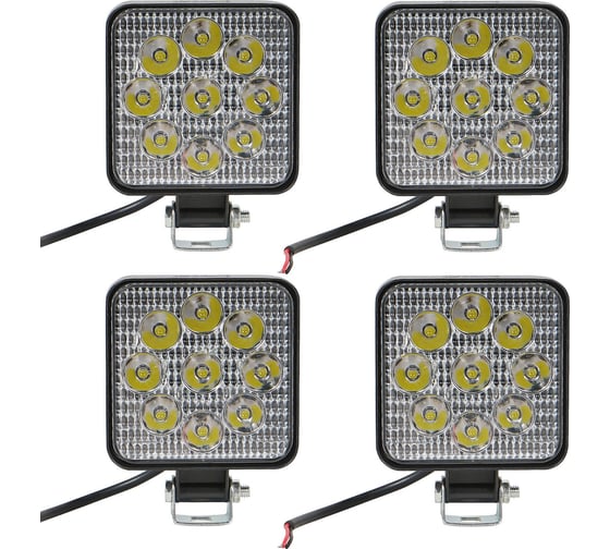 Светодиодная фара Airline квадратная, 9 LED направленный свет, 9W (83x83x22) 12V, комплект 4 шт. STANDART ALED032