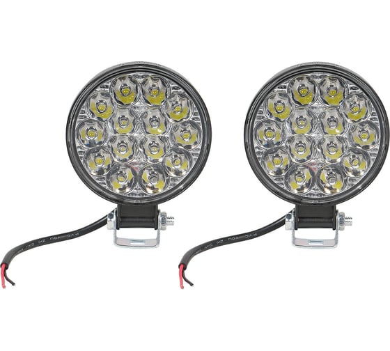 Светодиодная фара Airline круглая, 14 LED направленный свет, 14W (83x83x22) 12V, комплект 2 шт. STANDART ALED025