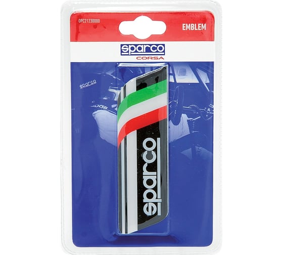 Эмблема с логотипом Sparco клеится на кузов итальянский флаг чёрный SPC EMB-003 BK