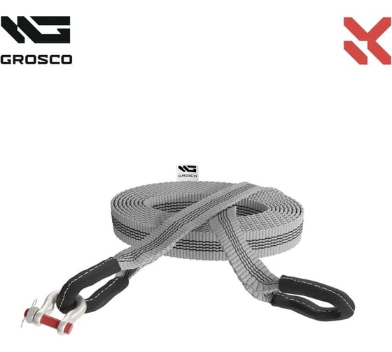 Буксировочный трос Grosco 24т, 5м, крюк/петля, для буксировки авто до 12 тонн BTL2405HL