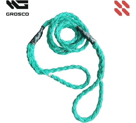Буксировочный трос Grosco 2т, 6м, крюк/петля, для буксировки авто до 1 тонны BTL0206HL 1
