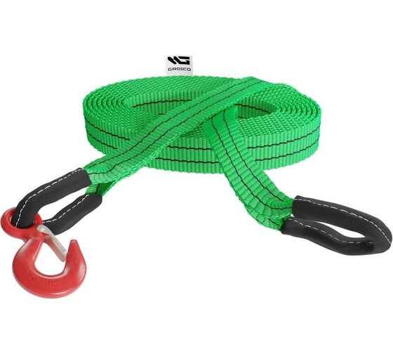 Динамическая стропа Grosco 7т, 4м, крюк/петля, рывковый трос для буксировки авто до 3.5 тонн BTD0704HL 1