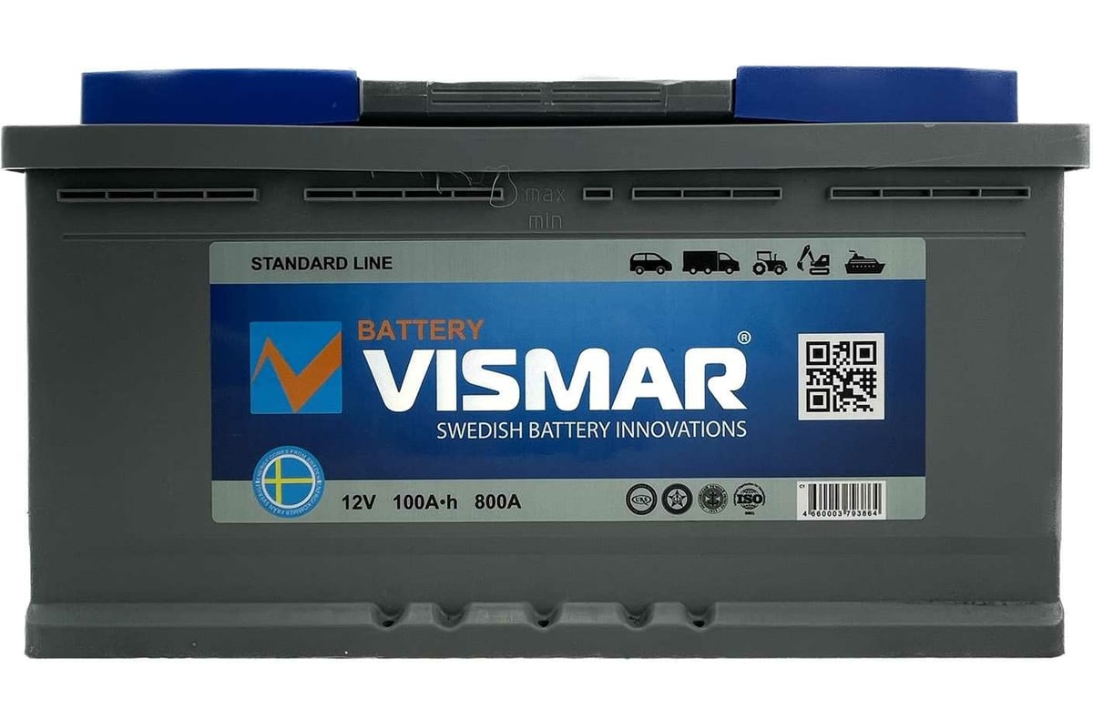 АКБ VISMAR ST 6СТ-100 N R-0 800A 353/175/190 4660003793864 - выгодная цена,  отзывы, характеристики, фото - купить в Москве и РФ