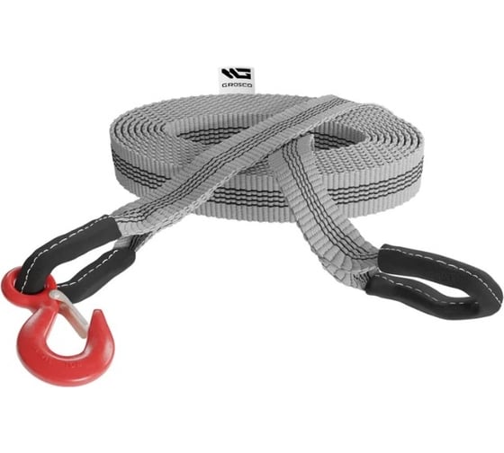 Динамическая стропа Grosco 12т, 12м, крюк/петля, рывковый трос для буксировки авто до 6 тонн BTD1212HL 1