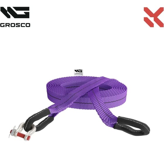 Трос синтетический Grosco 40т, 10м, скоба/петля, для буксировки авто до 20 тонн BTS4010SL 1
