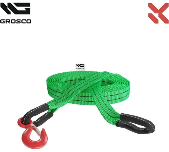Трос синтетический Grosco 4т, 20м, крюк/скоба, для буксировки авто до 2 тонн BTS0420HS