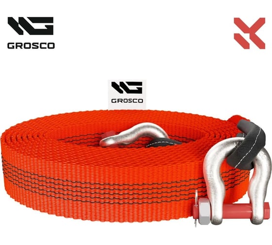 Трос синтетический Grosco 30т, 4м, крюк/петля, для буксировки авто до 15 тонн BTS3004HL