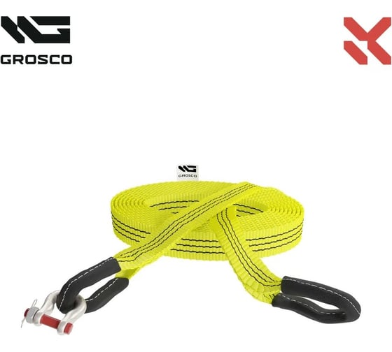 Динамическая стропа Grosco 3т, 8м, крюк/петля, рывковый трос для буксировки авто до 1.5 тонн BTD0308HL 1