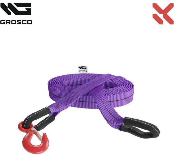 Трос синтетический Grosco 2т, 12м, крюк/крюк, для буксировки авто до 1 тонны BTS0212HH 1