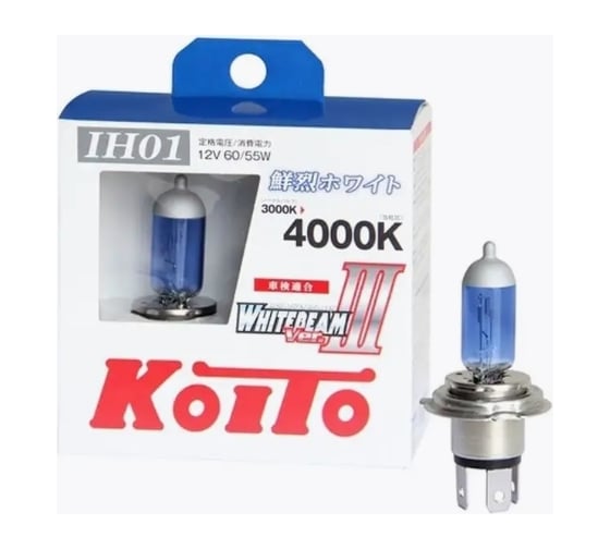 Лампа высокотемпературная KOITO Whitebeam IH01 12V 60/55W (100/90W) 4000K комплект 2 шт.P0745W 118064