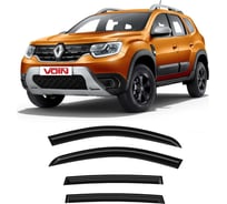 Дефлекторы окон для автомобиля VOIN Renault Duster 2011-2021, Nissan Terrano 2014-н.в. кроссовер, накладные, 4 шт. DEF00762