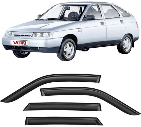 Дефлекторы окон для автомобиля VOIN Lada Priora 2007-2013, ВАЗ 2110, 2112 1995-2014, седан, хетчбек, накладные, 4 шт. DEF00445 1