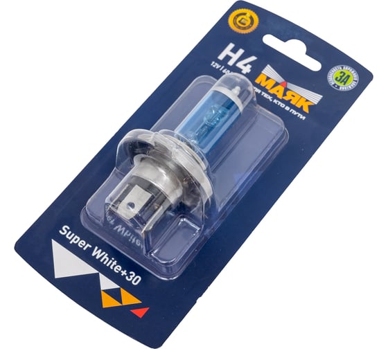 Автомобильная лампа МАЯК Super White+30% Н4, 12V, 60/55W, P43t, блистер 52420SW/BL