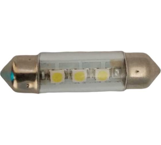 Светодиод МАЯК 12V T11x36 S8.5 3SMD (3.5x2.8) WHITE (салон, номерн. знак) 12T11x36-W\3SMD 1