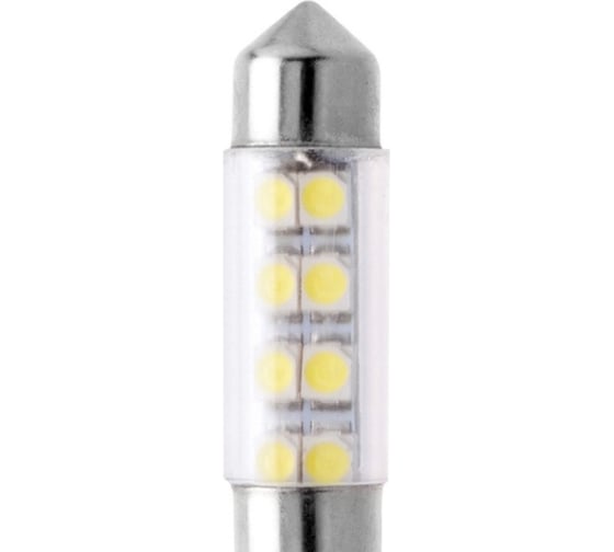 Светодиод МАЯК 12V T11x36 S8.5 8SMD (3528) WHITE (блистер, 2шт.) (салон, номерн. знак) 4630010931405 12T11x36-W\8SMD\2BL 1