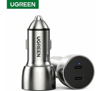 Автомобильное зарядное устройство UGREEN CD213 USB-C PD + USB-C PD 50W Fast Car Charger, цвет серый космос 70594 31849419