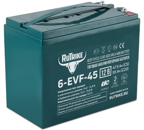 Тяговый аккумулятор 6-EVF-45, 12В, 45 А/ч (C5) Rutrike 021663