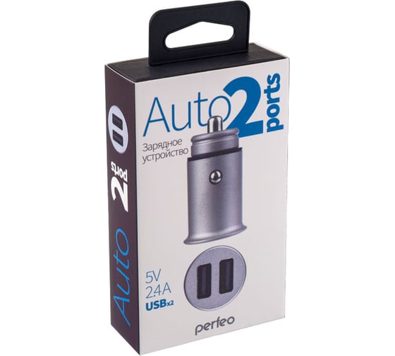 Автомобильное зарядное устройство с двумя разъемами PERFEO USB 2x2.4А розовый AUTO 2 30012271 1