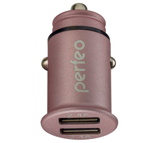 Автомобильное зарядное устройство с двумя разъемами PERFEO USB 2x2.4А розовый AUTO 2 30012271