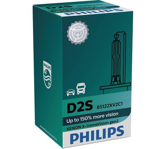 Автолампа PHILIPS D2S 35 P32d-2+150% XENON X-TREME VISION gen2, 4800K 85V 1,2 85122XV2C1