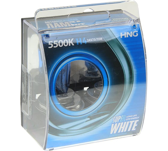 Автолампа HNG H4 75/70 P43t SUPER WHITE 5500K HNG-24443SW2