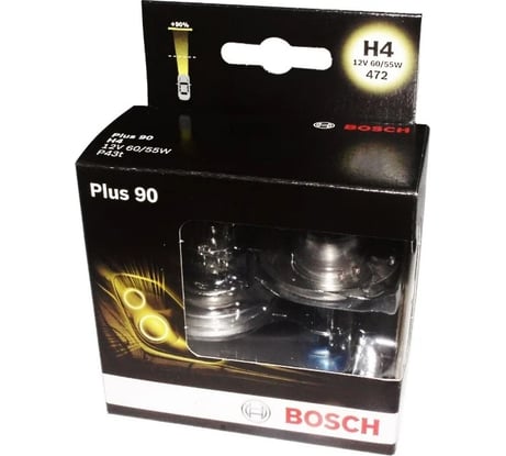 Автолампа BOSСН H4 12V 60/55W PLUS 90 2шт картонная упаковка 1987301074