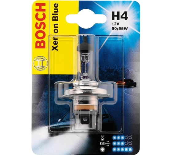 Автолампа BOSСН H4 12V 60/55W XENON BLUE 1шт блистерная упаковка 1987301010