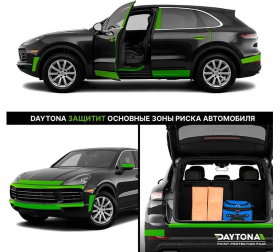 Бронирующая лента для защиты автомобиля Daytona (50мм х 3м) гибридный полиуретан PPF (не винил), пленка самоклеящаяся, антигравийная для защиты зон риска автомобиля: капот, бампер, пороги, зеркала MP1099005030
