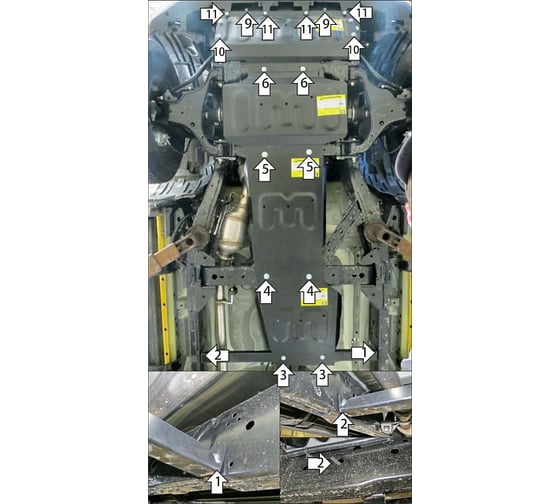 Защита стальная MOTODOR 2 мм Р, Д, КПП, РК Dongfeng DF6. 78603