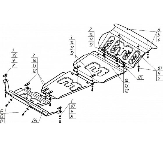 Защита стальная MOTODOR 2 мм Р,Д,КПП,РК JAC T8. 78303