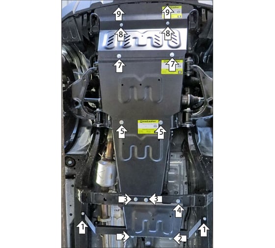 Защита стальная MOTODOR 2 мм Р,Д,КПП,РК JAC T8. 78303