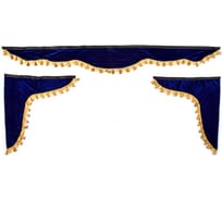 Ламбрекен лобового стекла со шторками SKYWAY 180х60х60 см Синий S01203018