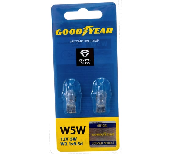 Автомобильная лампа накаливания Goodyear W1.2W 12V 1.2W W2x4.6d блистер: к-т 2шт. GY015202