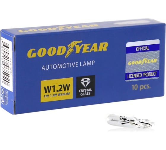 Автомобильная лампа накаливания Goodyear W1.2W 12V 1.2W W2x4.6d коробка: 10 шт. GY015201