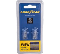 Автомобильная лампа накаливания Goodyear W5W 12V 5W W2.1x9.5d блистер: к-т 2шт. GY015206