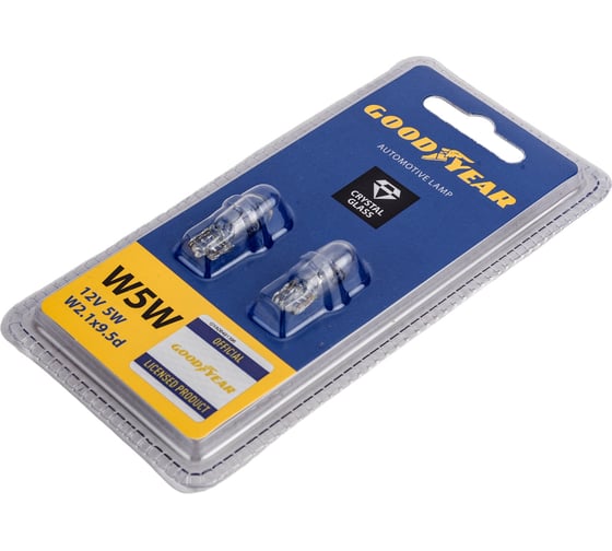 Автомобильная лампа накаливания Goodyear W5W 12V 5W W2.1x9.5d блистер: к-т 2шт. GY015206