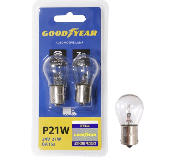 Автомобильная лампа накаливания Goodyear P21W 24V 21W BA15s блистер: к-т 2шт. GY012422