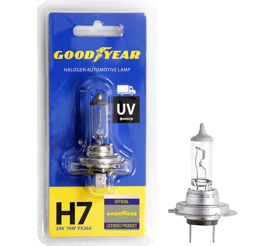 Автомобильная галогенная лампа Goodyear Н7 24V 70W PX26d блистер GY017241