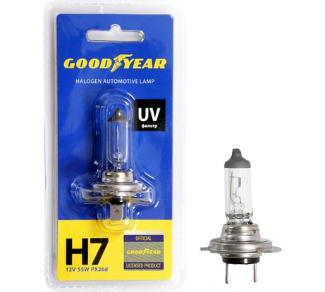 Автомобильная галогенная лампа Goodyear Н7 12V 55W PX26d блистер GY017121