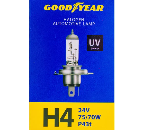 Автомобильная галогенная лампа Goodyear Н4 24V 75/70W P43t GY014240