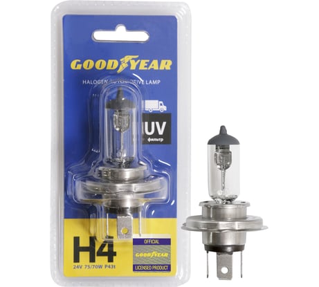 Автомобильная галогенная лампа Goodyear Н4 12V 60/55W P43t блистер GY014121