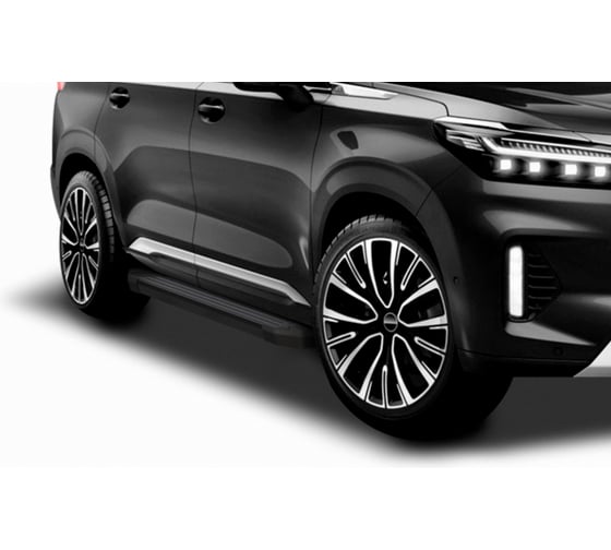 Пороги на автомобиль Rival "Black" для Exeed VX I 2020-н.в. F193ALB.0906.1